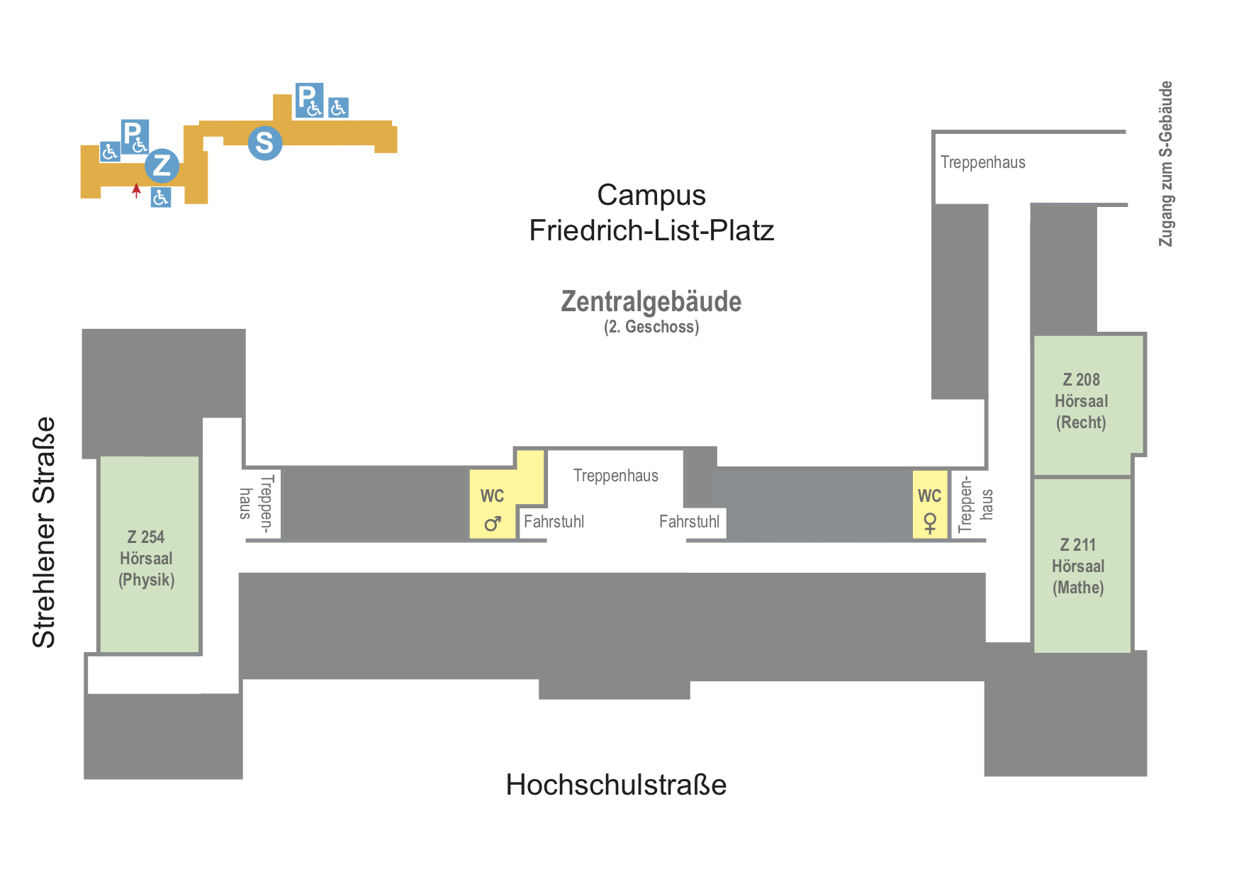 Zentralgebäude: Hörsäle
